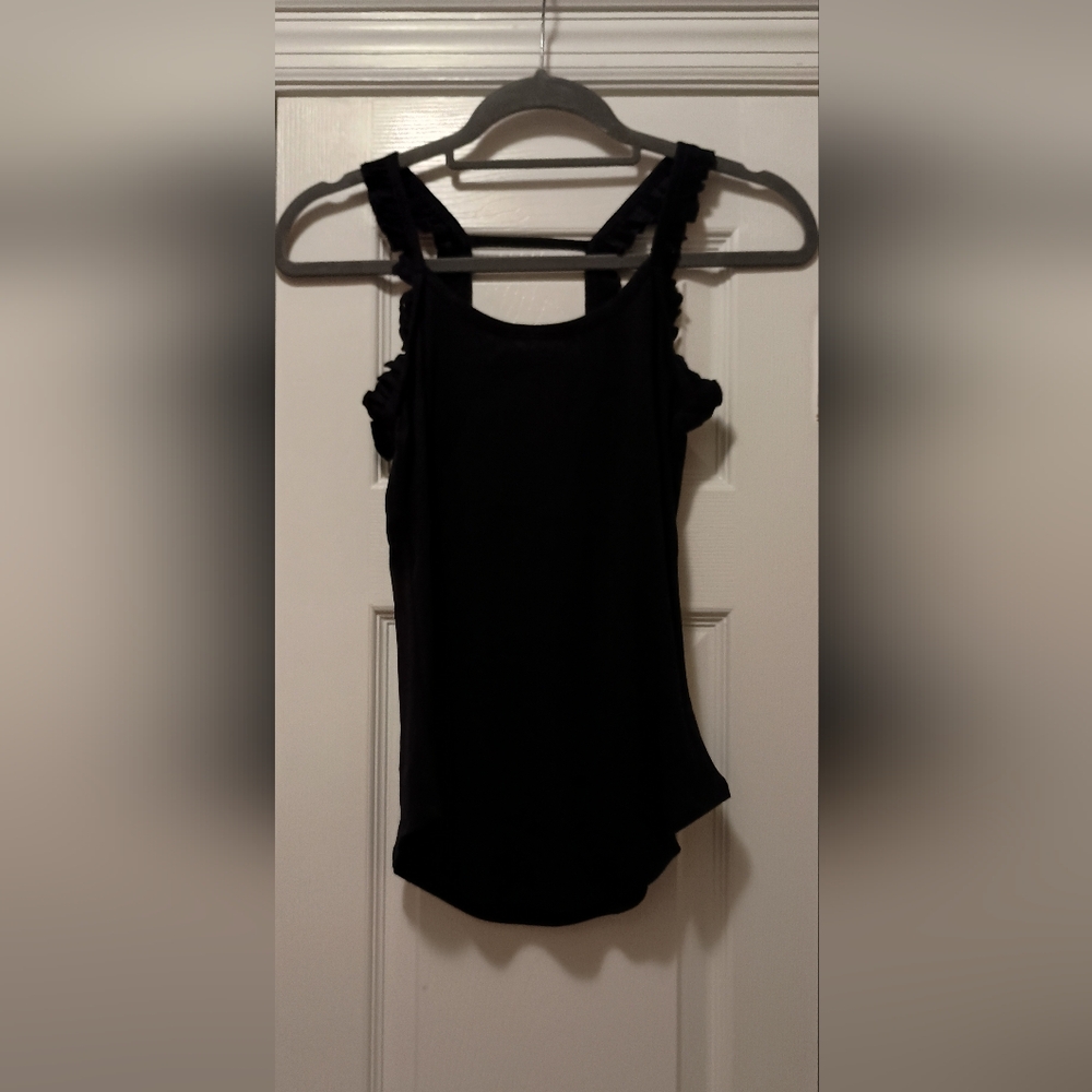Chaser brand Black ribbed ruffle Tank Top New With Tags Small - Picture 9 of 9
